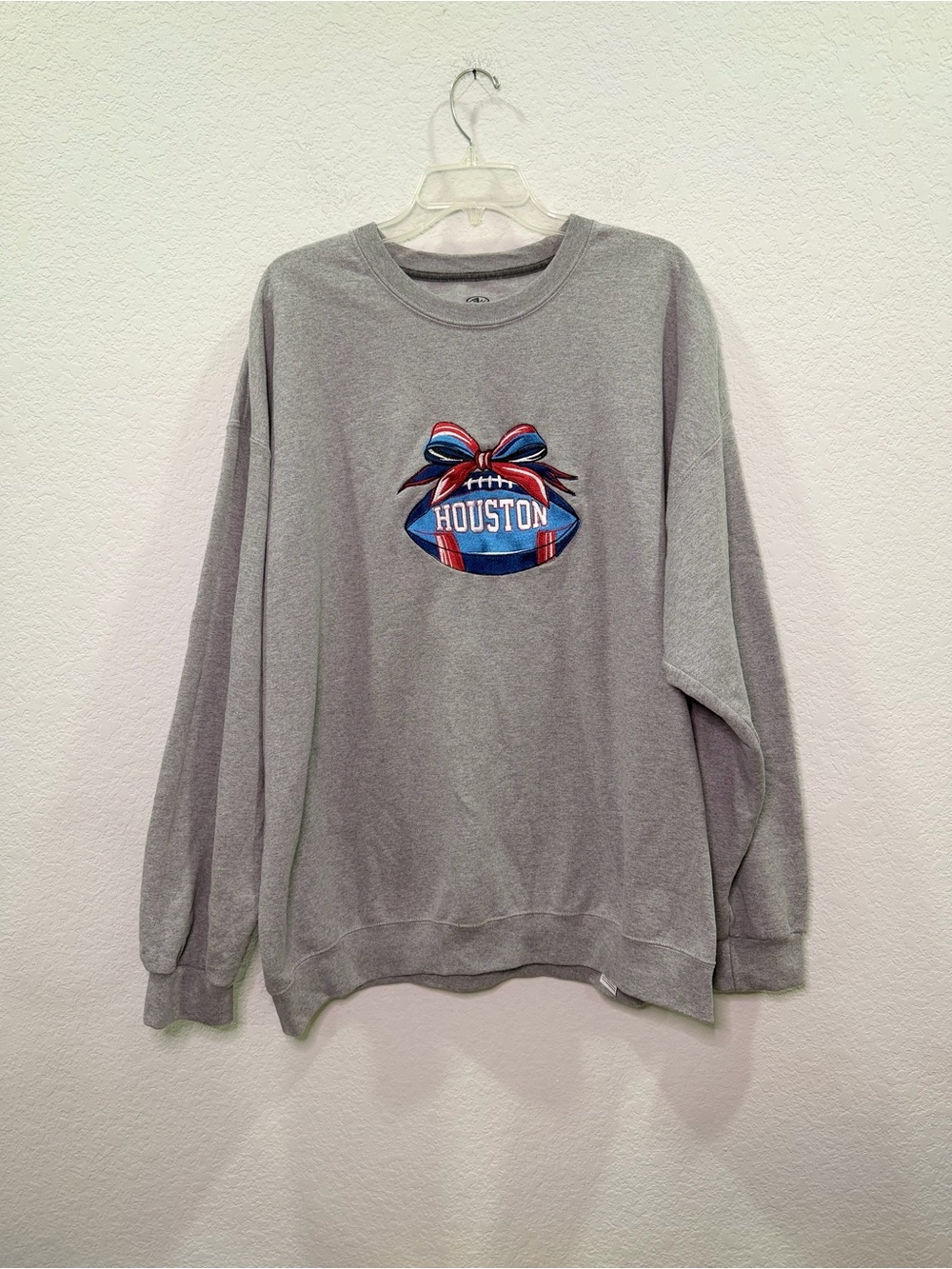 Starter Houston Texans Embroidered Graphic Grey Crewneck Sweatshirt - 2XL